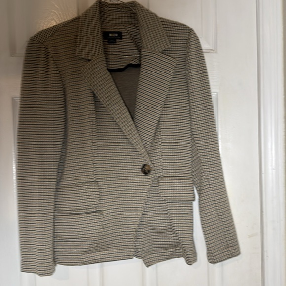 Anthropologie Maeve Womens Houndstooth Knit Blazer Jacket Preppy Sz Large - Picture 3 of 9